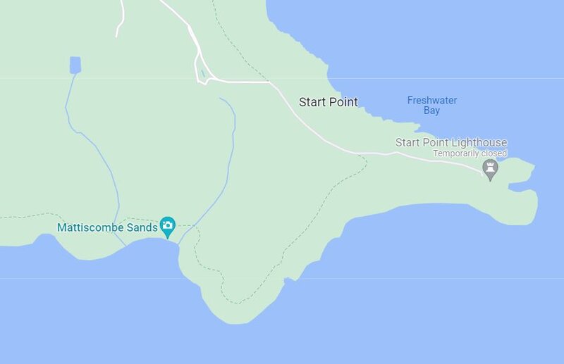 Google Maps image of the SOuth Devon coast around Start Point