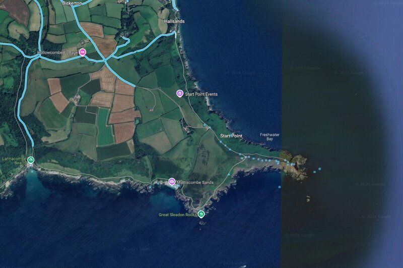 Start Point Lighthouse in Devon on Google Maps Satelite View