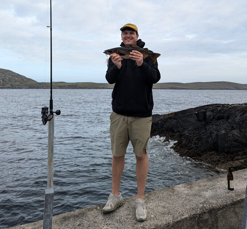 Holding a pollock on the pier on Dursey Island